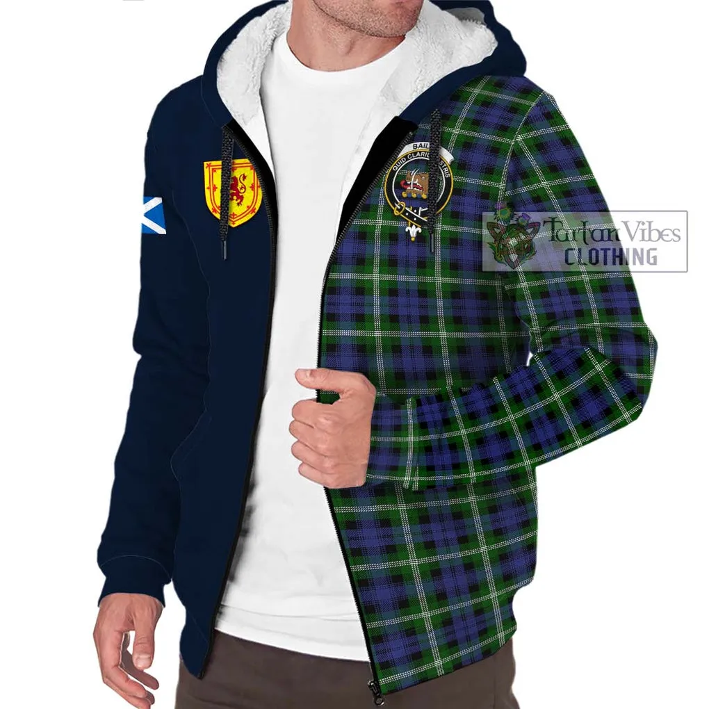 Baillie of Polkemmet Tartan Sherpa Hoodie Alba with Scottish Lion Royal Arm Half Style