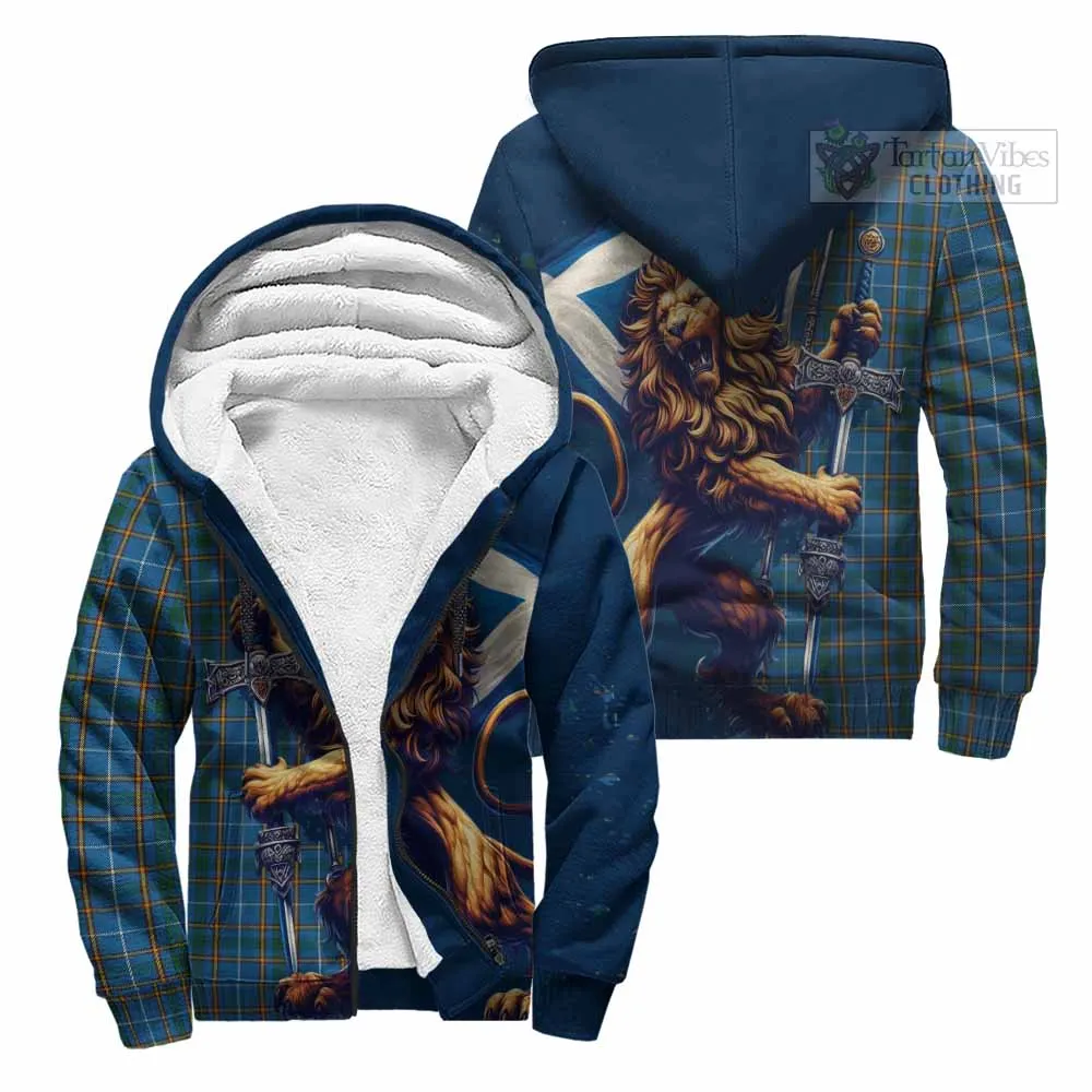 Bain Tartan Family Crest Sherpa Hoodie with Scottish Majestic Lion