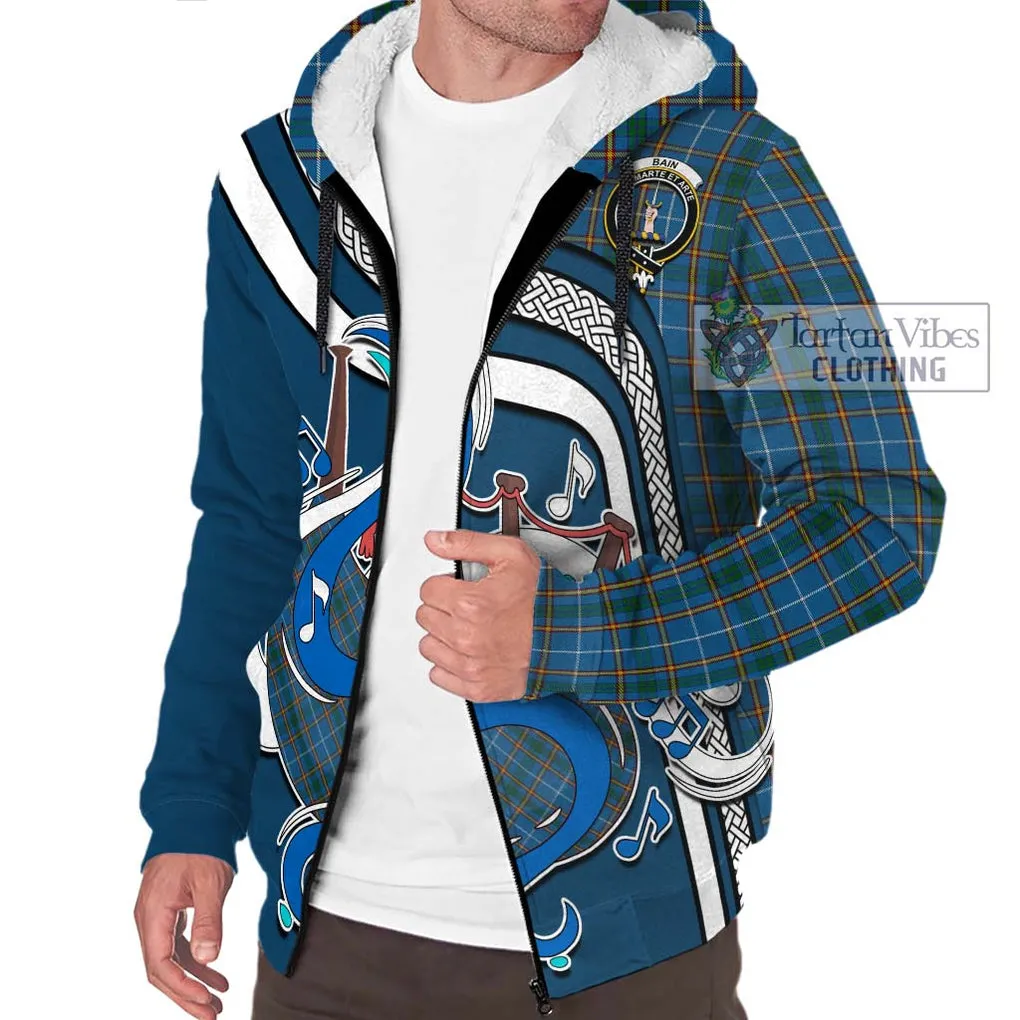 Bain Tartan Sherpa Hoodie with Epic Bagpipe Style