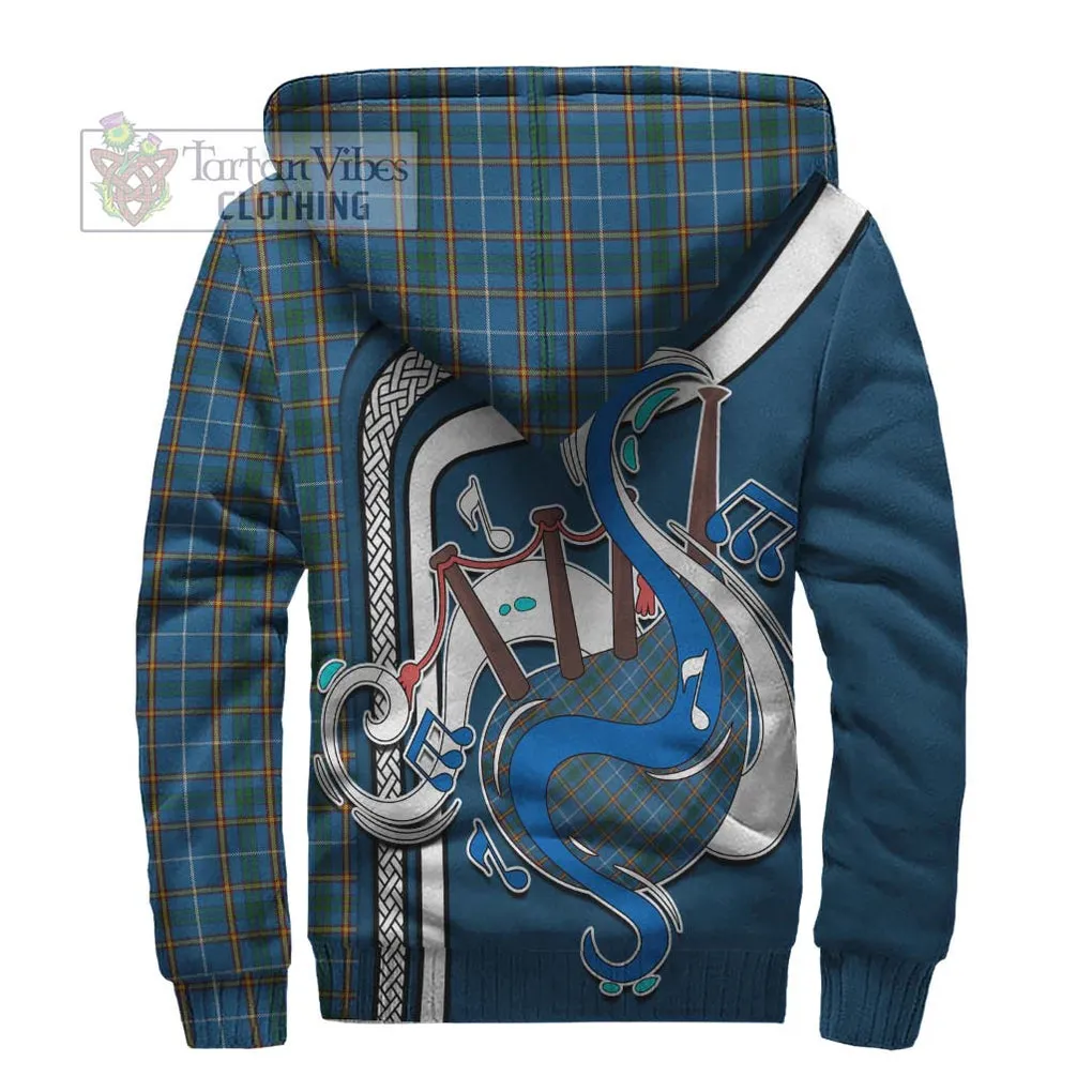 Bain Tartan Sherpa Hoodie with Epic Bagpipe Style