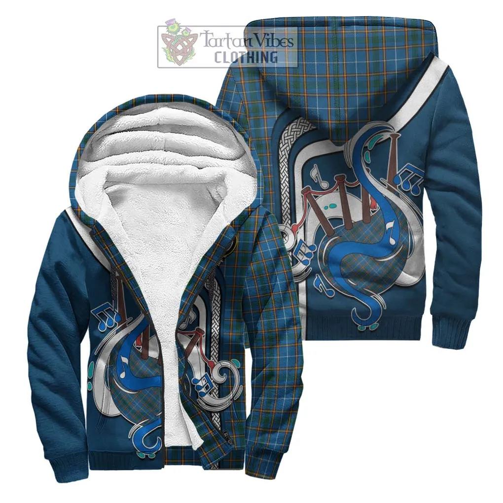 Bain Tartan Sherpa Hoodie with Epic Bagpipe Style