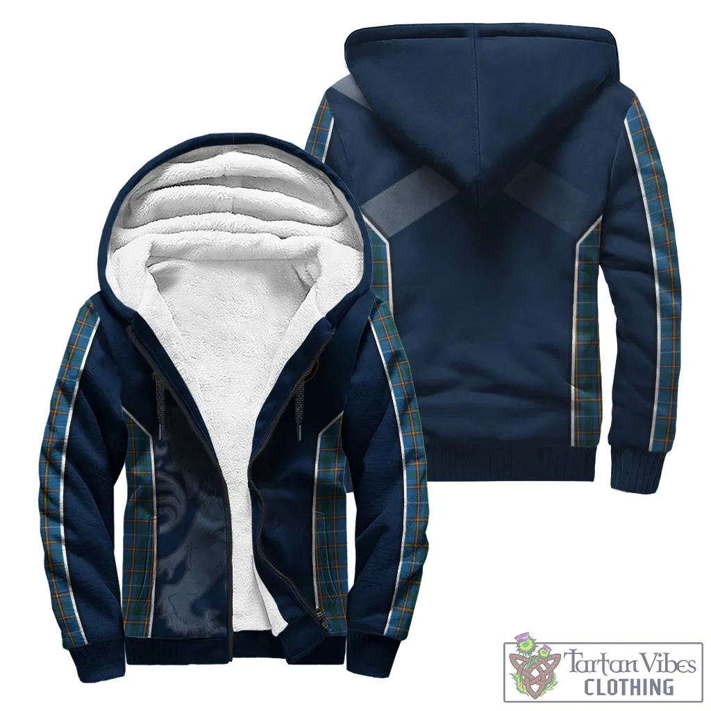 Bain Tartan Sherpa Hoodie with Family Crest and Lion Rampant Vibes Sport Style