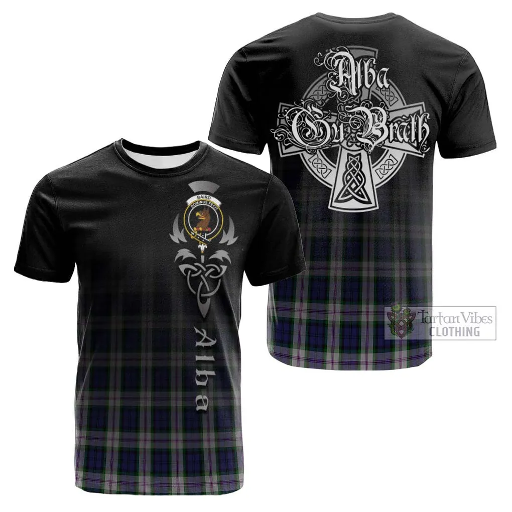 Baird Dress Tartan Cotton T-shirt Featuring Alba Gu Brath Family Crest Celtic Inspired