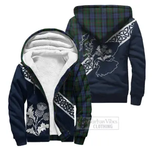 Baird Tartan Sherpa Hoodie Featuring Thistle and Scotland Map