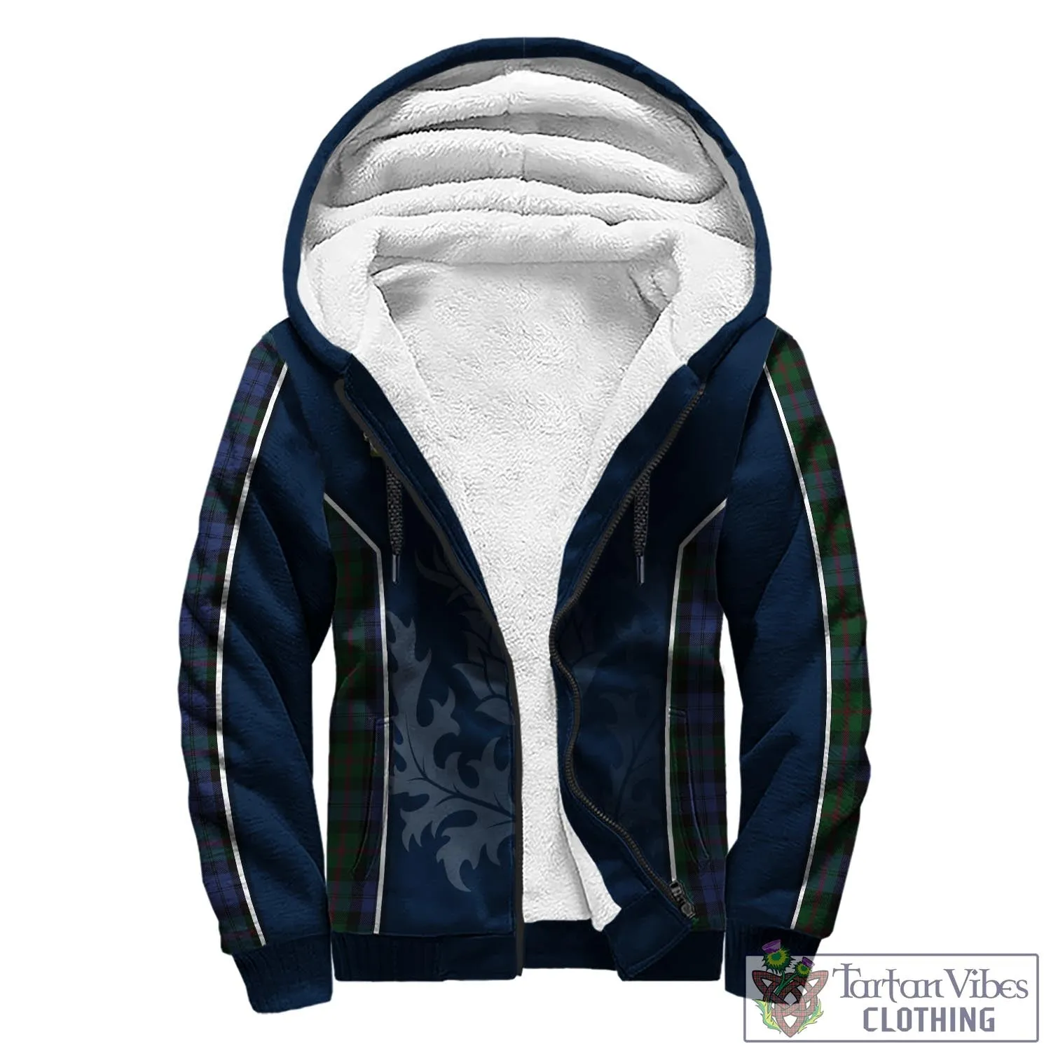 Baird Tartan Sherpa Hoodie with Family Crest and Scottish Thistle Vibes Sport Style