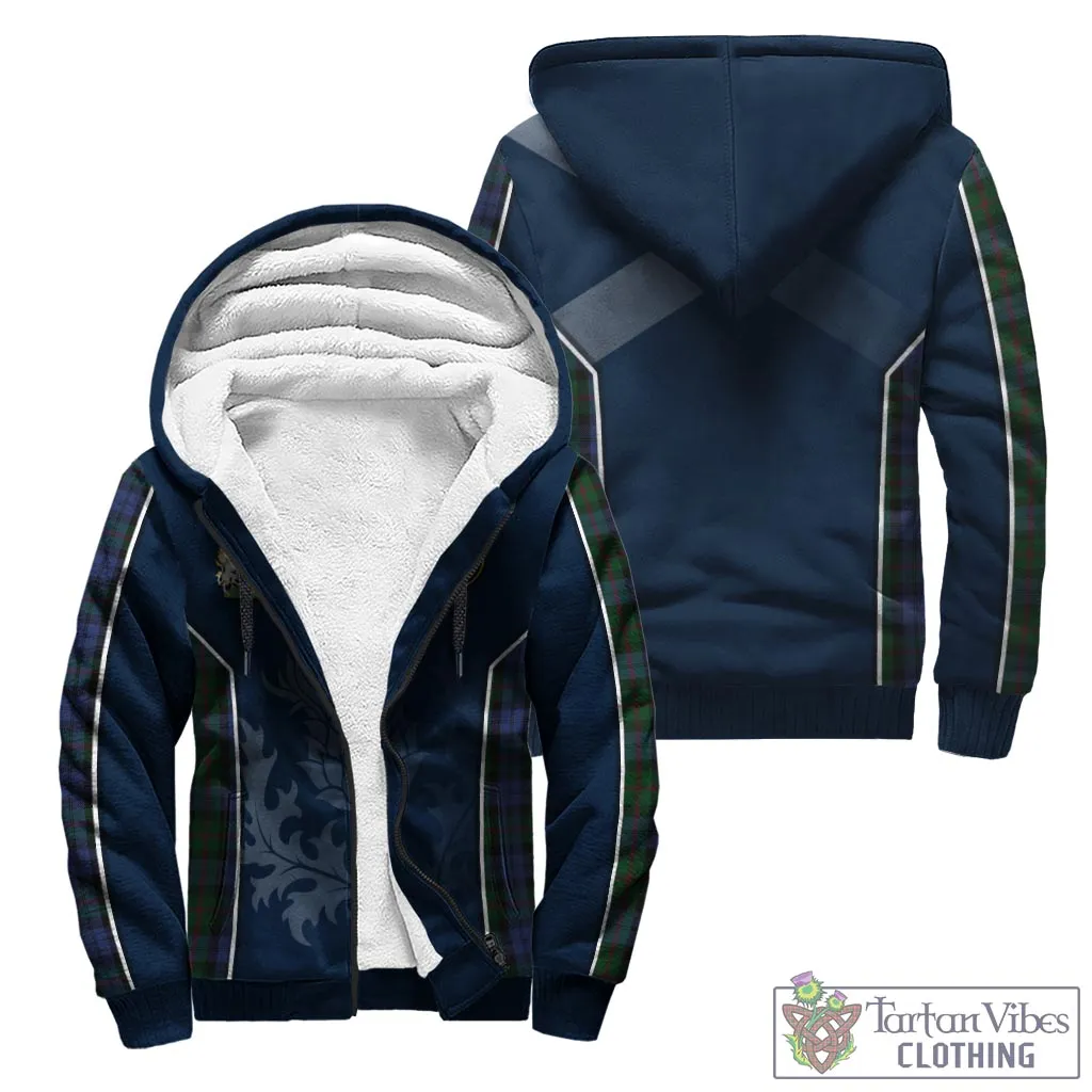 Baird Tartan Sherpa Hoodie with Family Crest and Scottish Thistle Vibes Sport Style