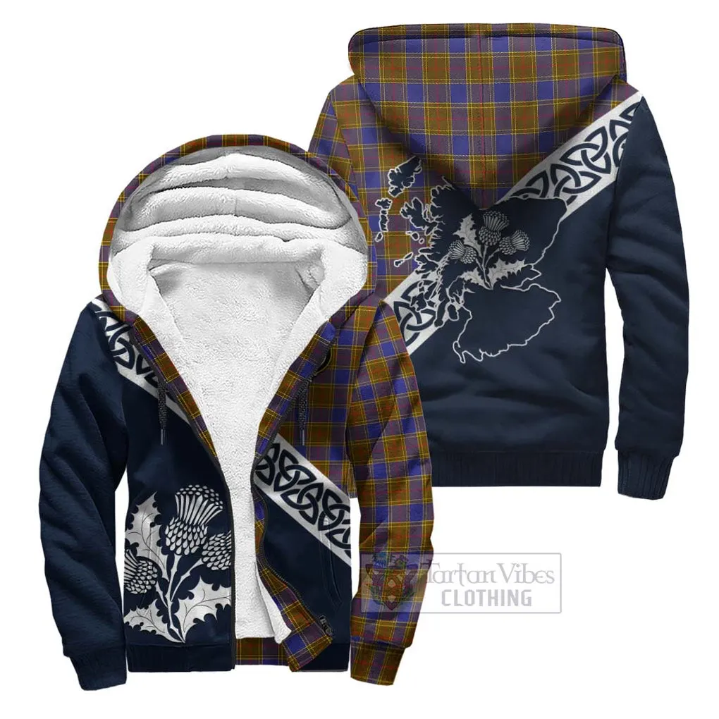 Balfour Tartan Sherpa Hoodie Featuring Thistle and Scotland Map