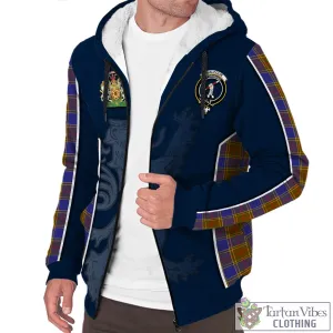 Balfour Tartan Sherpa Hoodie with Family Crest and Lion Rampant Vibes Sport Style