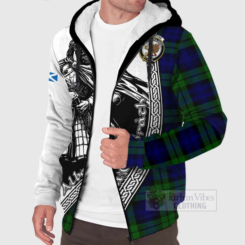 Bannatyne Tartan Clan Crest Sherpa Hoodie with Highlander Warrior Celtic Style