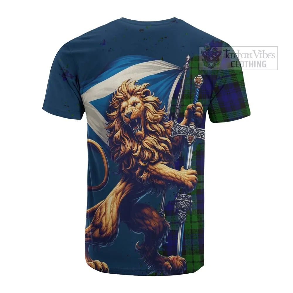 Bannatyne Tartan Family Crest Cotton T-shirt with Scottish Majestic Lion