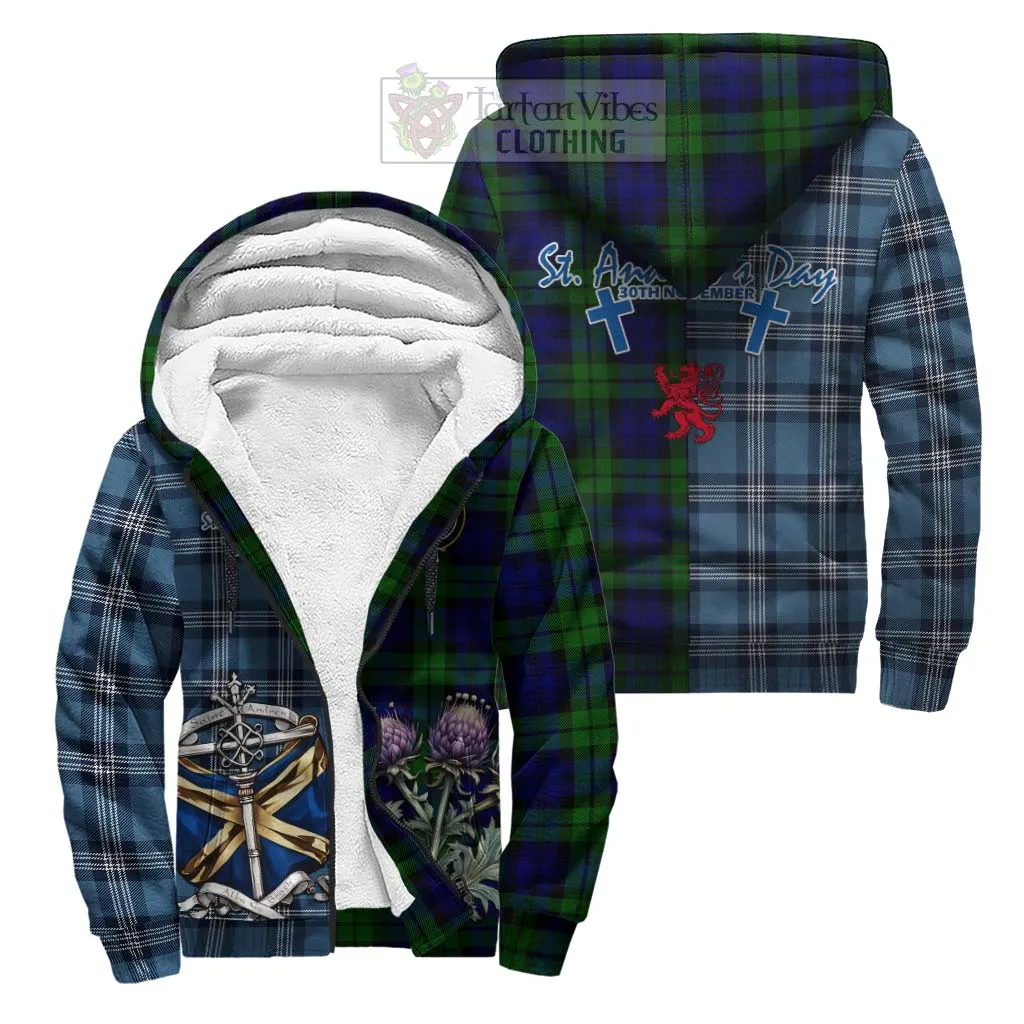 Bannatyne Tartan Sherpa Hoodie Happy St. Andrew's Day Half Tartan Style