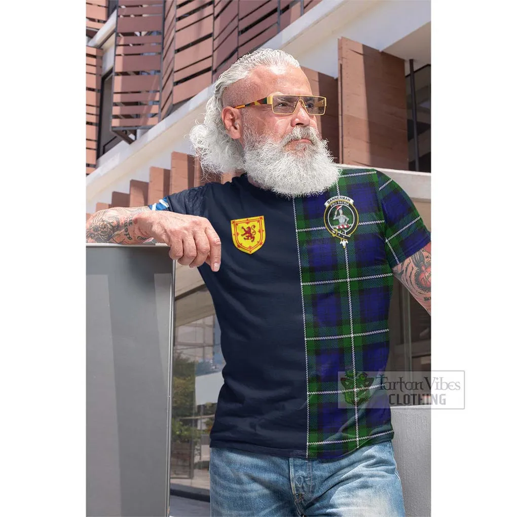 Bannerman Tartan Cotton T-shirt Alba with Scottish Lion Royal Arm Half Style