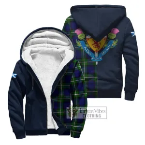 Bannerman Tartan Sherpa Hoodie Alba with Scottish Lion Royal Arm Half Style