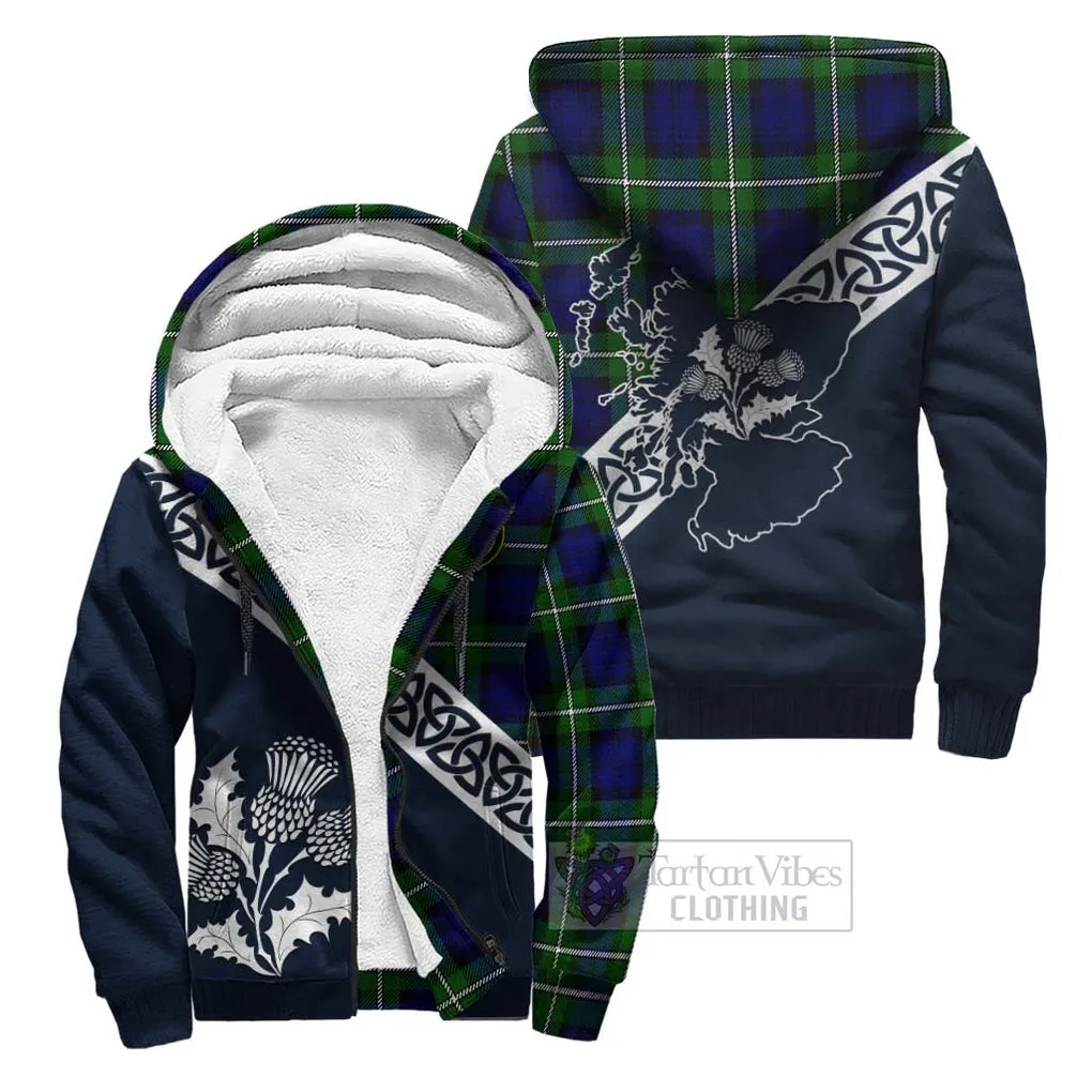 Bannerman Tartan Sherpa Hoodie Featuring Thistle and Scotland Map