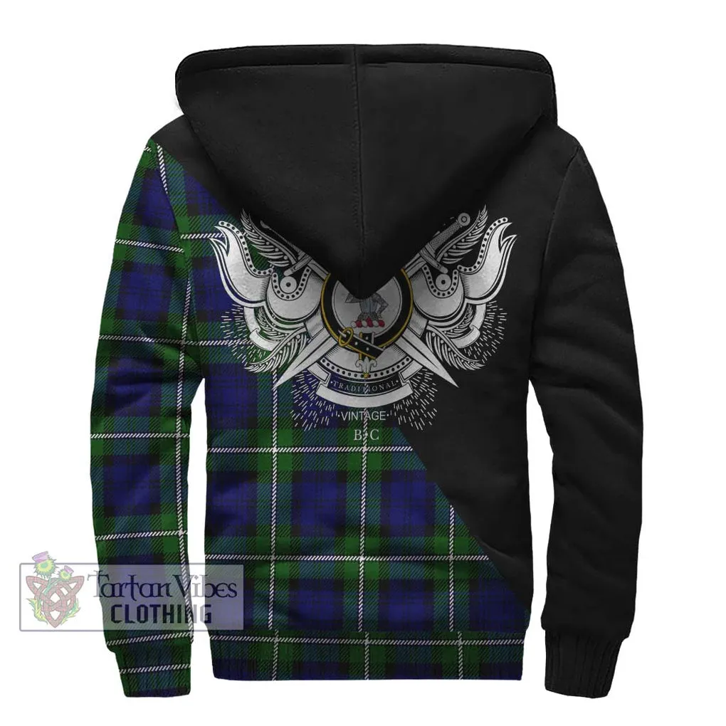 Bannerman Tartan Sherpa Hoodie with Family Crest and Military Logo Style