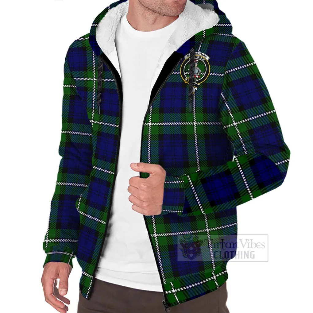 Bannerman Tartan Sherpa Hoodie with Family Crest Celtic Skull Style