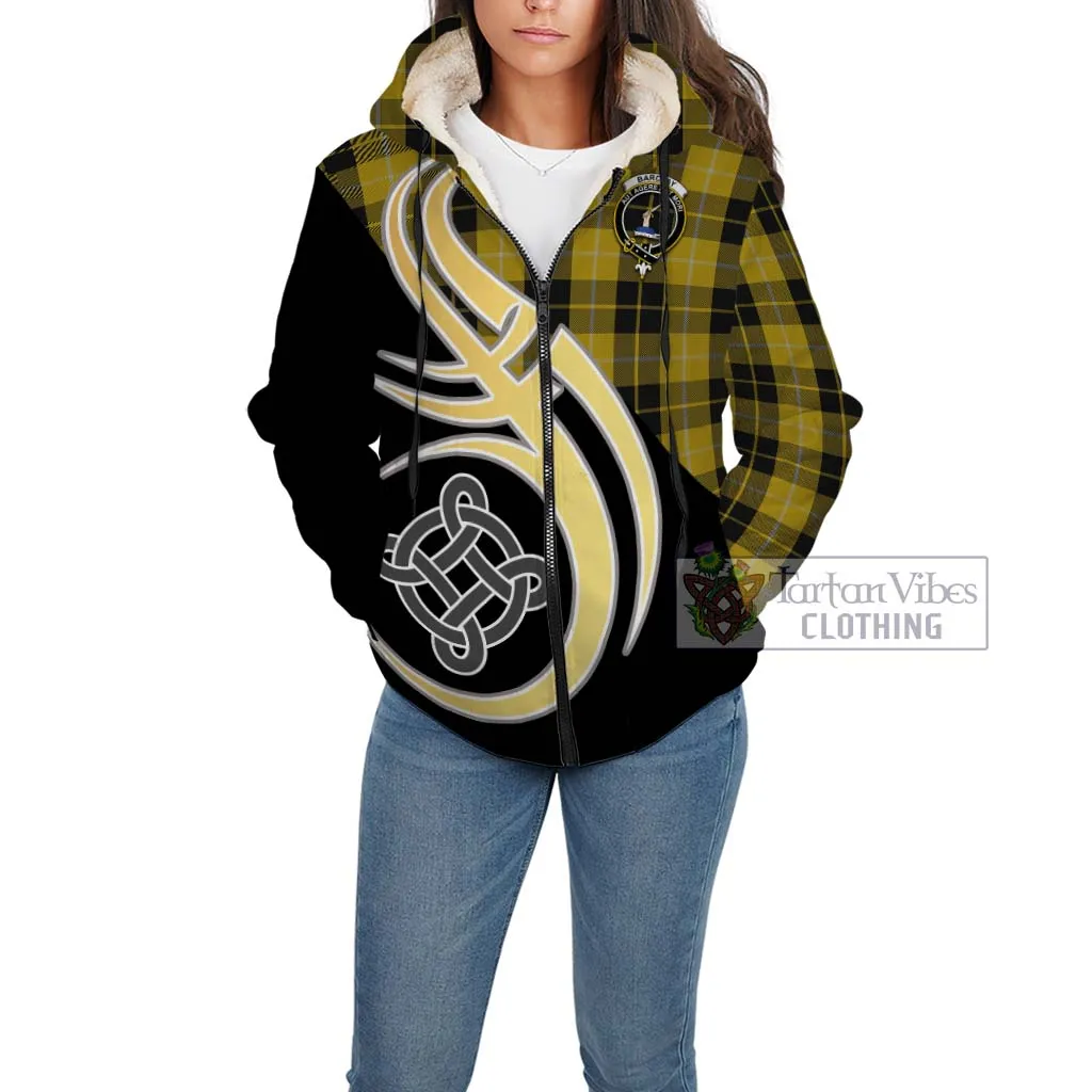 Barclay Dress Tartan Sherpa Hoodie with Family Crest and Celtic Symbol Style