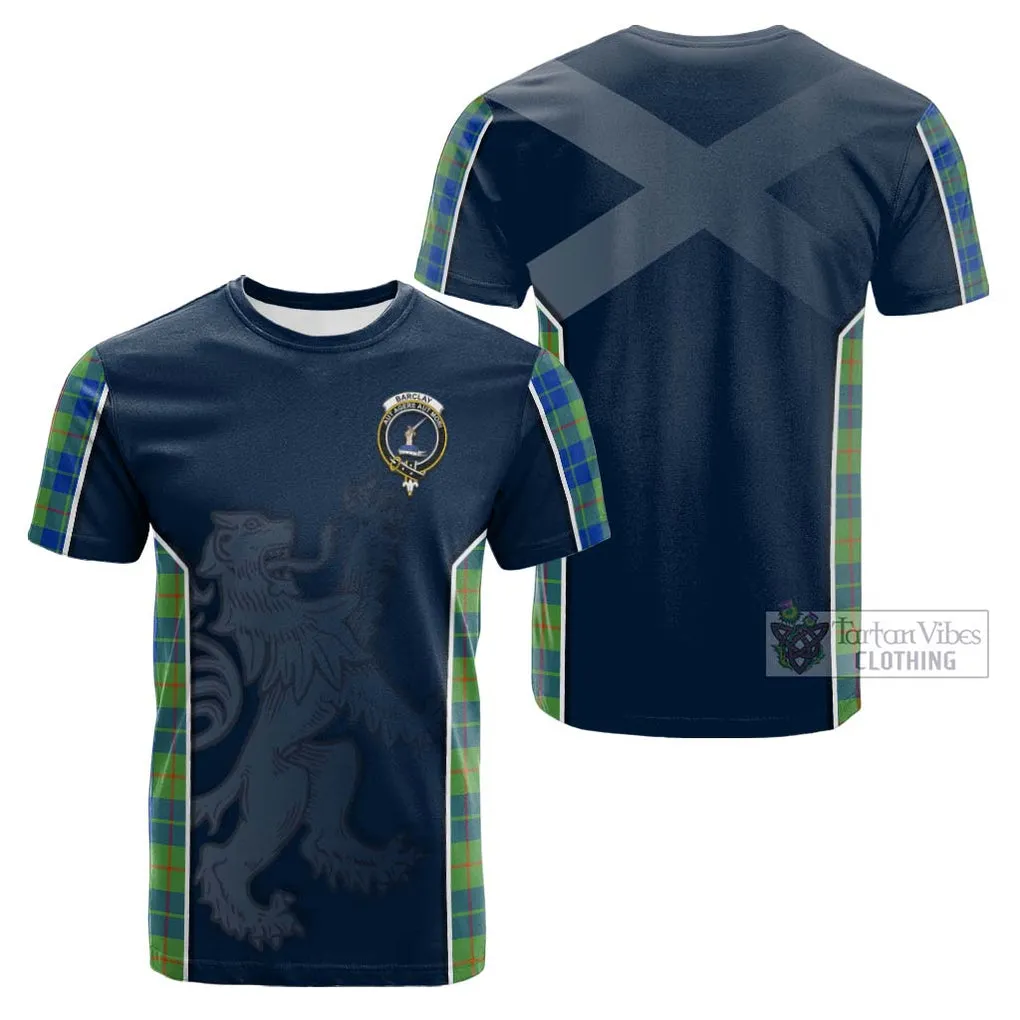 Barclay Hunting Ancient Tartan Cotton T-shirt with Family Crest and Lion Rampant Vibes Sport Style