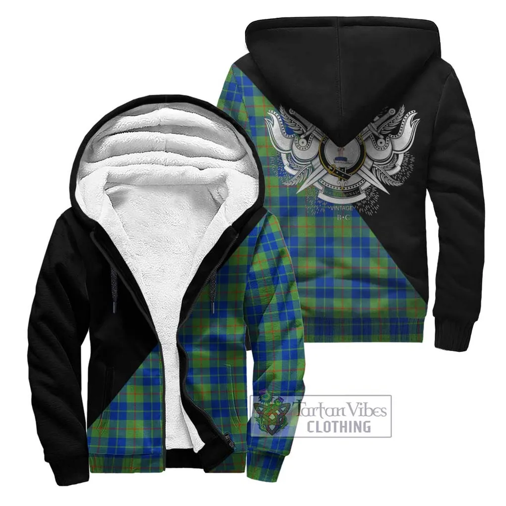 Barclay Hunting Ancient Tartan Sherpa Hoodie with Family Crest and Military Logo Style