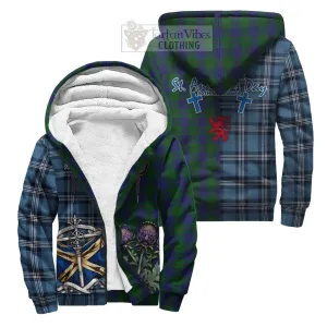 Barclay Tartan Sherpa Hoodie Happy St. Andrew's Day Half Tartan Style