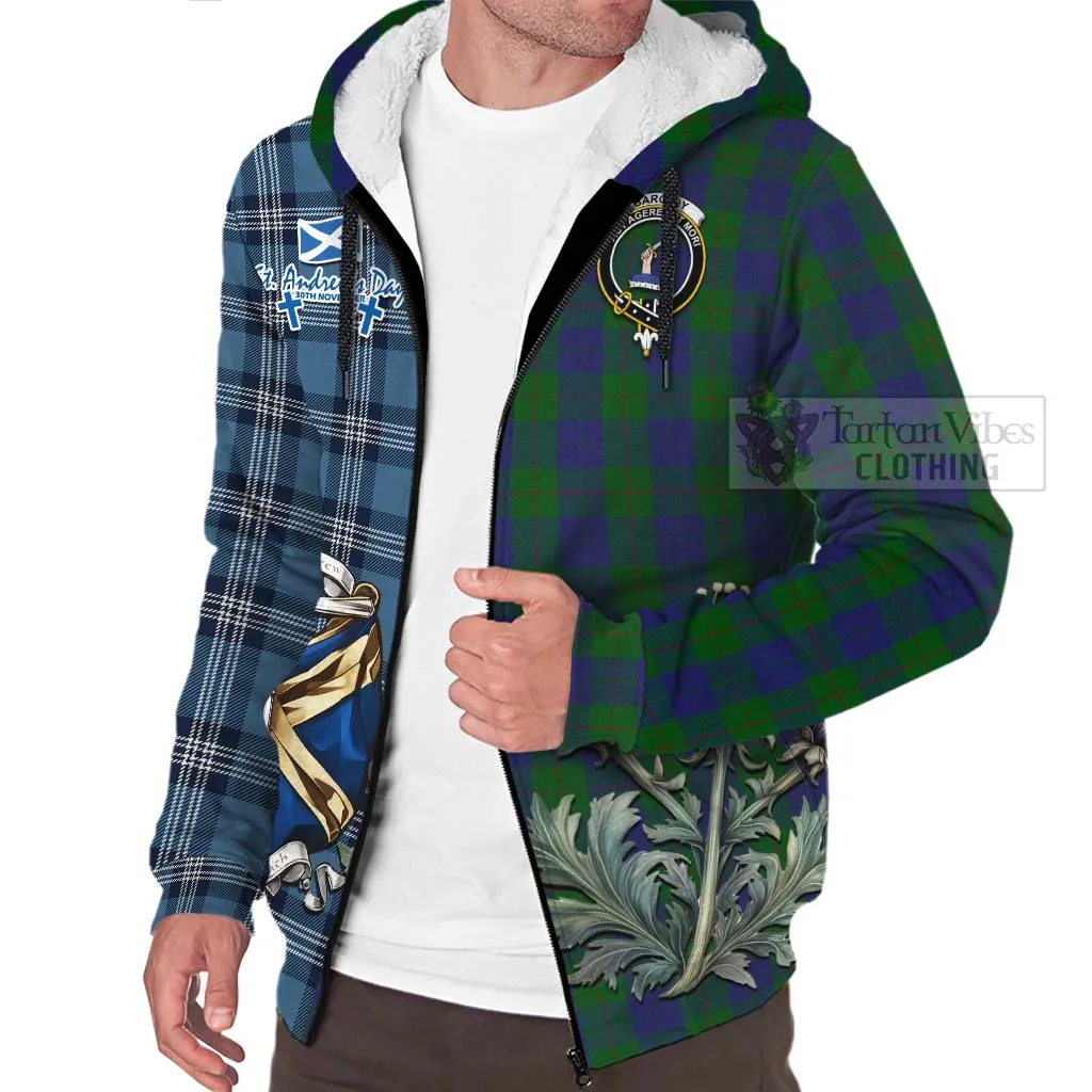 Barclay Tartan Sherpa Hoodie Happy St. Andrew's Day Half Tartan Style