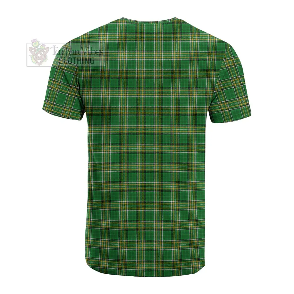 Barton Irish Clan Tartan Cotton T-shirt with Coat of Arms