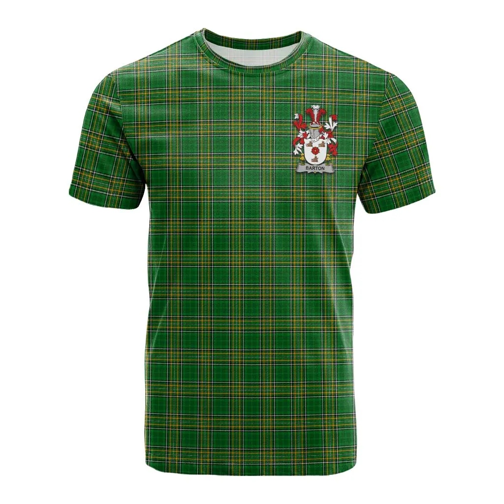 Barton Irish Clan Tartan Cotton T-shirt with Coat of Arms