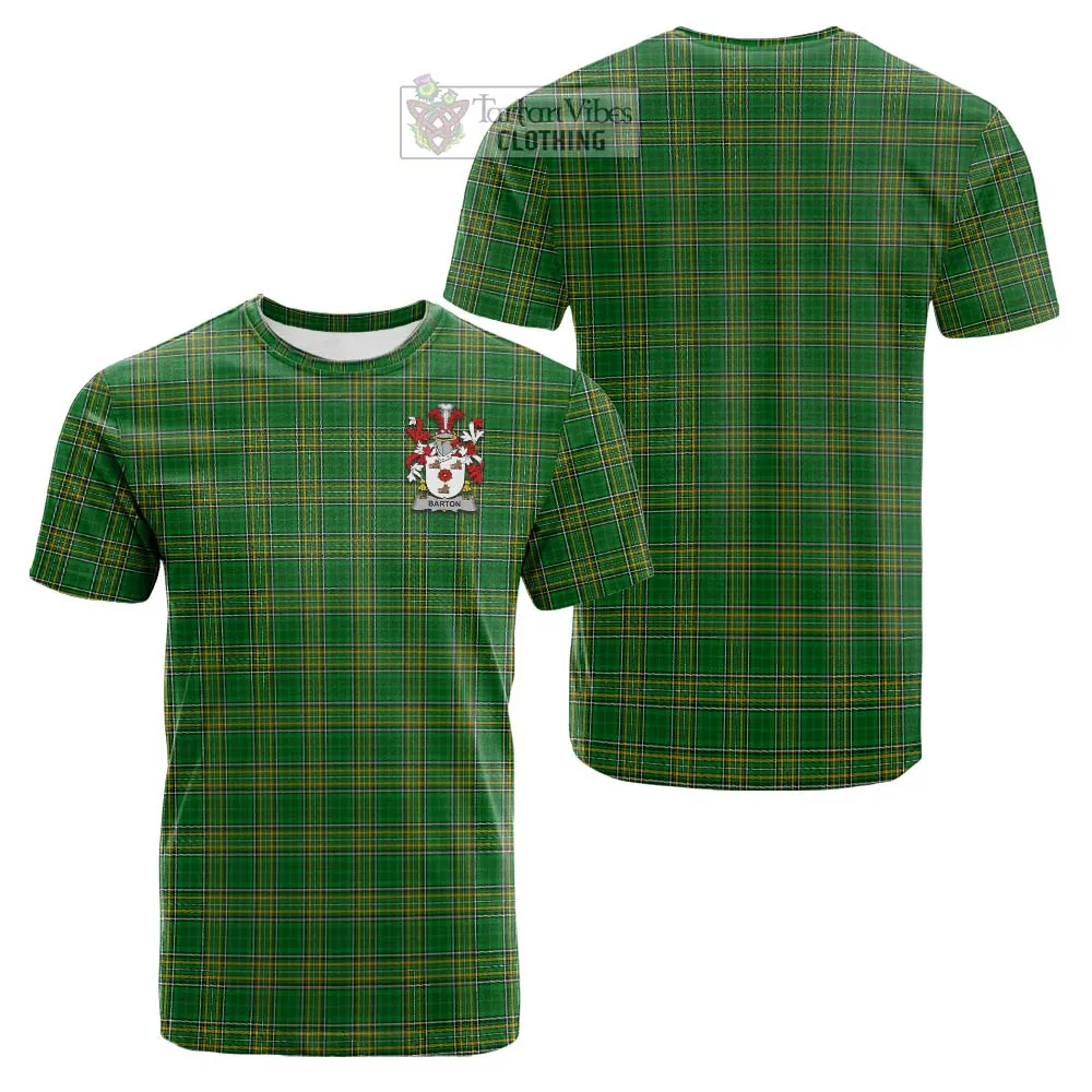 Barton Irish Clan Tartan Cotton T-shirt with Coat of Arms