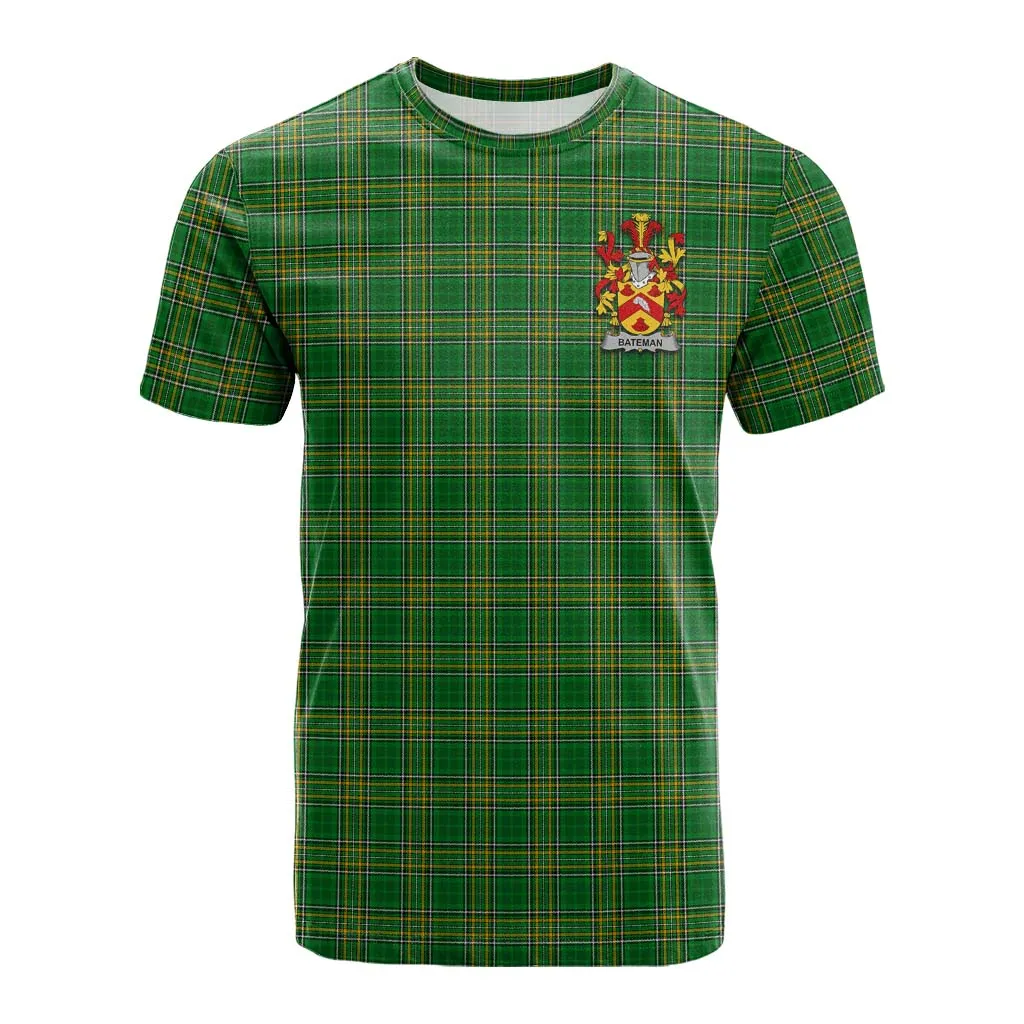 Bateman Irish Clan Tartan Cotton T-shirt with Coat of Arms