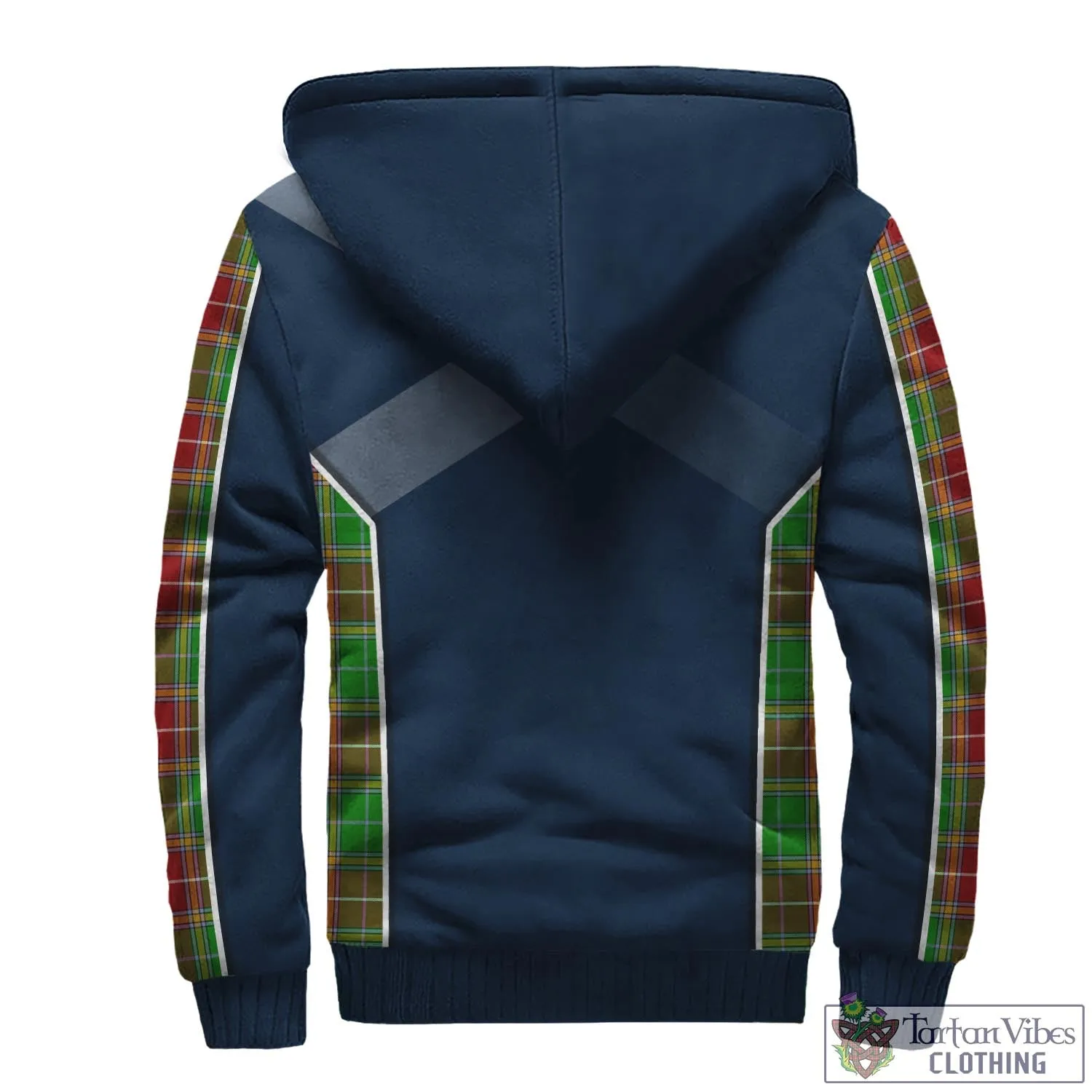 Baxter Modern Tartan Sherpa Hoodie with Family Crest and Lion Rampant Vibes Sport Style