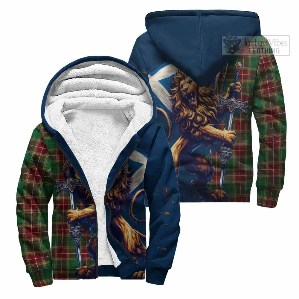 Baxter Tartan Family Crest Sherpa Hoodie with Scottish Majestic Lion