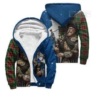 Baxter Tartan Sherpa Hoodie with Family Crest Scottish Bagpiper Vibes