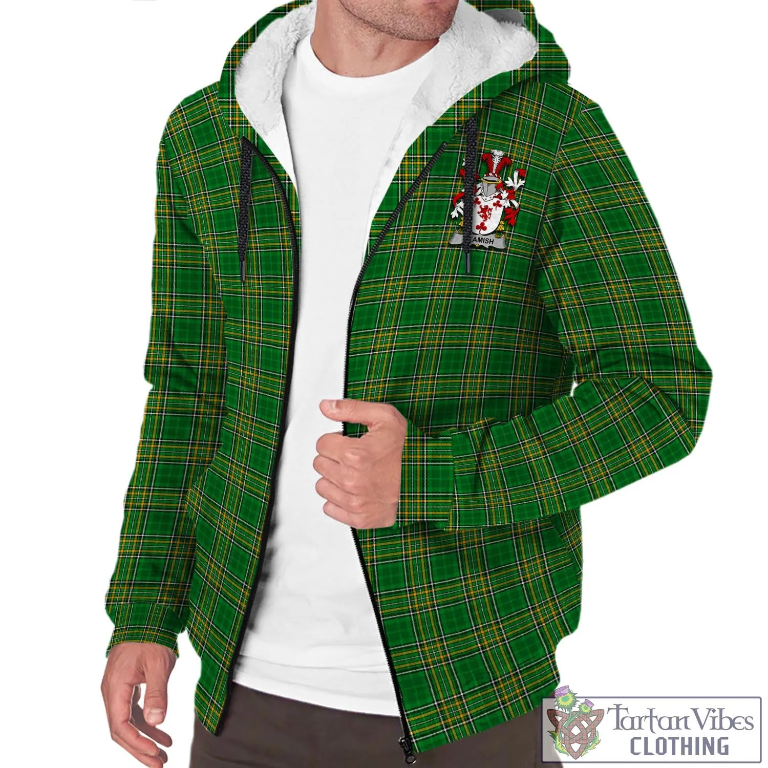 Beamish Irish Clan Tartan Sherpa Hoodie with Coat of Arms