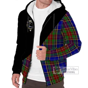 Beattie Tartan Sherpa Hoodie with Family Crest and Military Logo Style