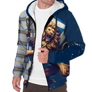 Bell Tartan Family Crest Sherpa Hoodie with Scottish Majestic Lion