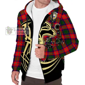 Belsches Tartan Sherpa Hoodie with Family Crest Celtic Wolf Style