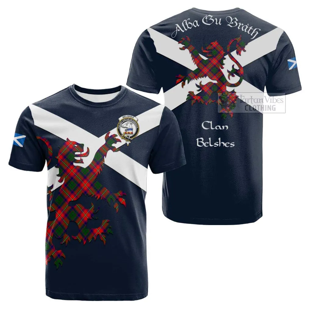 Belshes (Belsches) Tartan Lion Rampant Cotton T-shirt Proudly Display Your Heritage with Alba Gu Brath and Clan Name