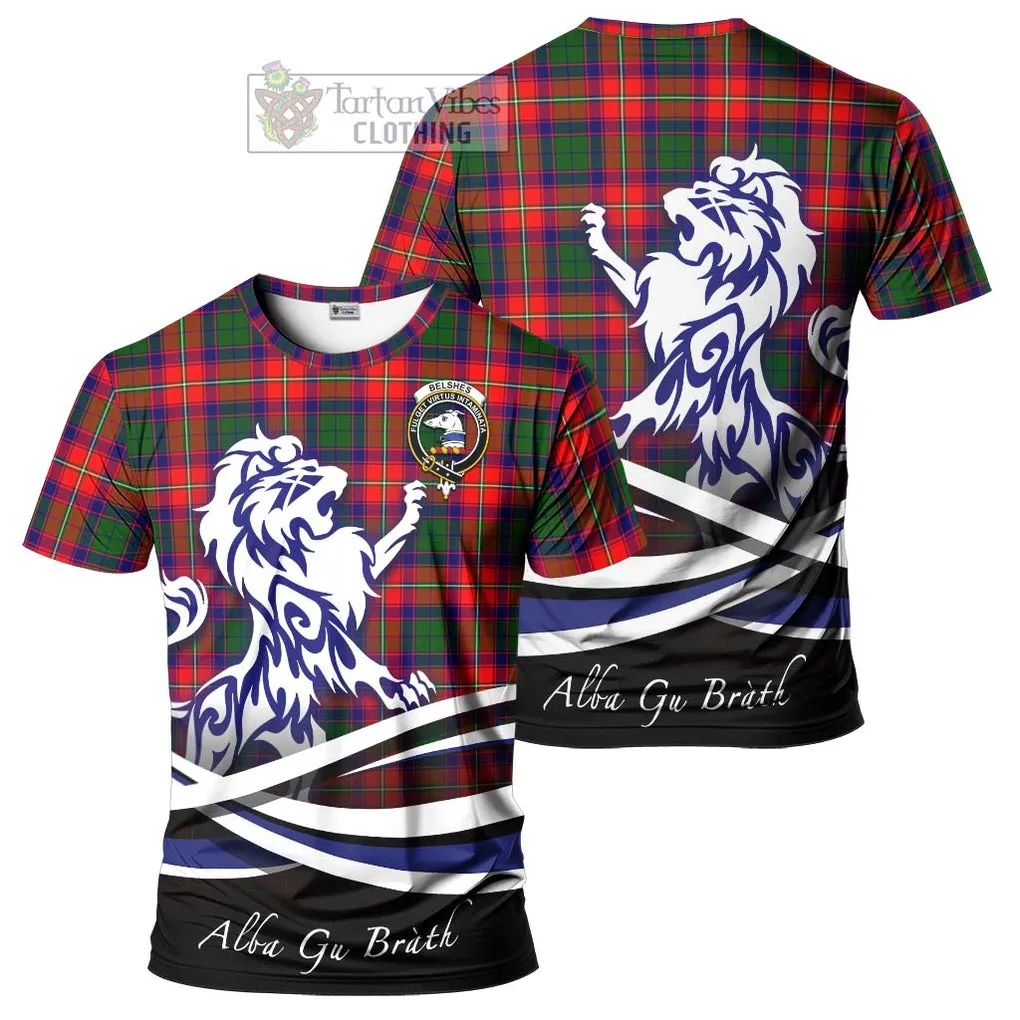 Belshes Tartan Cotton T-shirt with Alba Gu Brath Regal Lion Emblem