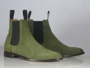 Bespoke Olive Green Suede Chelsea Boots