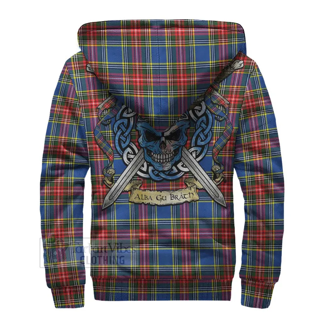 Bethune Tartan Sherpa Hoodie with Family Crest Celtic Skull Style