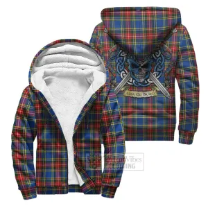 Bethune Tartan Sherpa Hoodie with Family Crest Celtic Skull Style