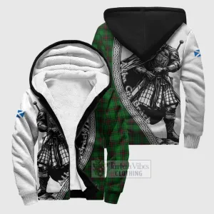 Beveridge Tartan Clan Crest Sherpa Hoodie with Highlander Warrior Celtic Style