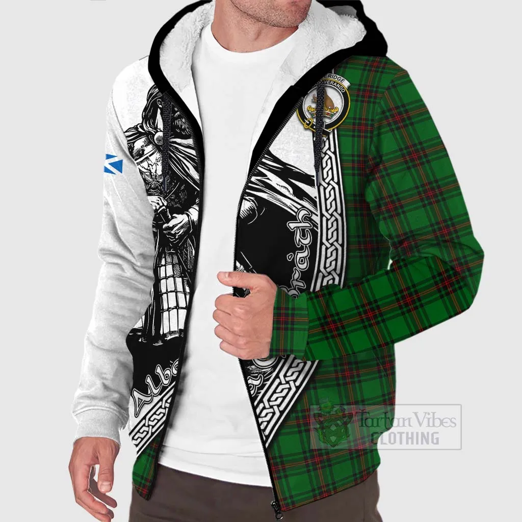 Beveridge Tartan Clan Crest Sherpa Hoodie with Highlander Warrior Celtic Style