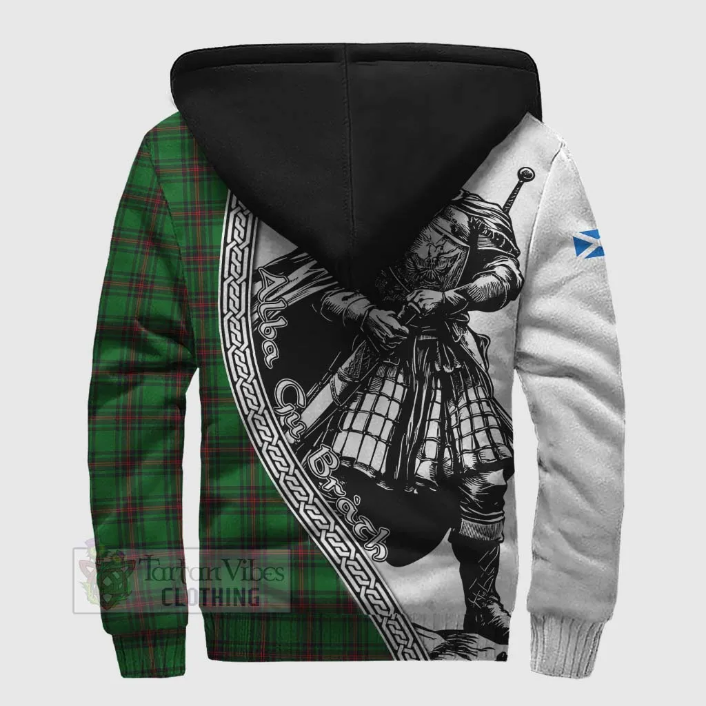 Beveridge Tartan Clan Crest Sherpa Hoodie with Highlander Warrior Celtic Style