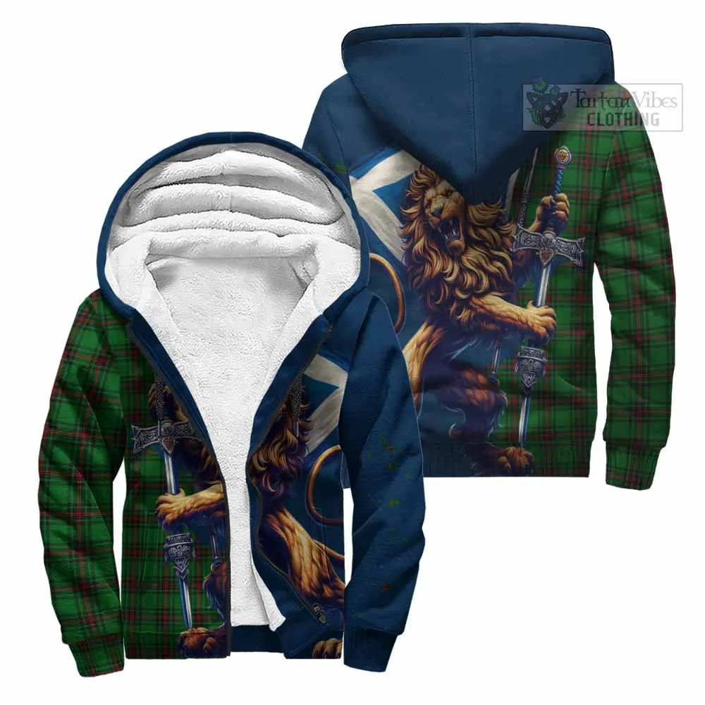 Beveridge Tartan Family Crest Sherpa Hoodie with Scottish Majestic Lion