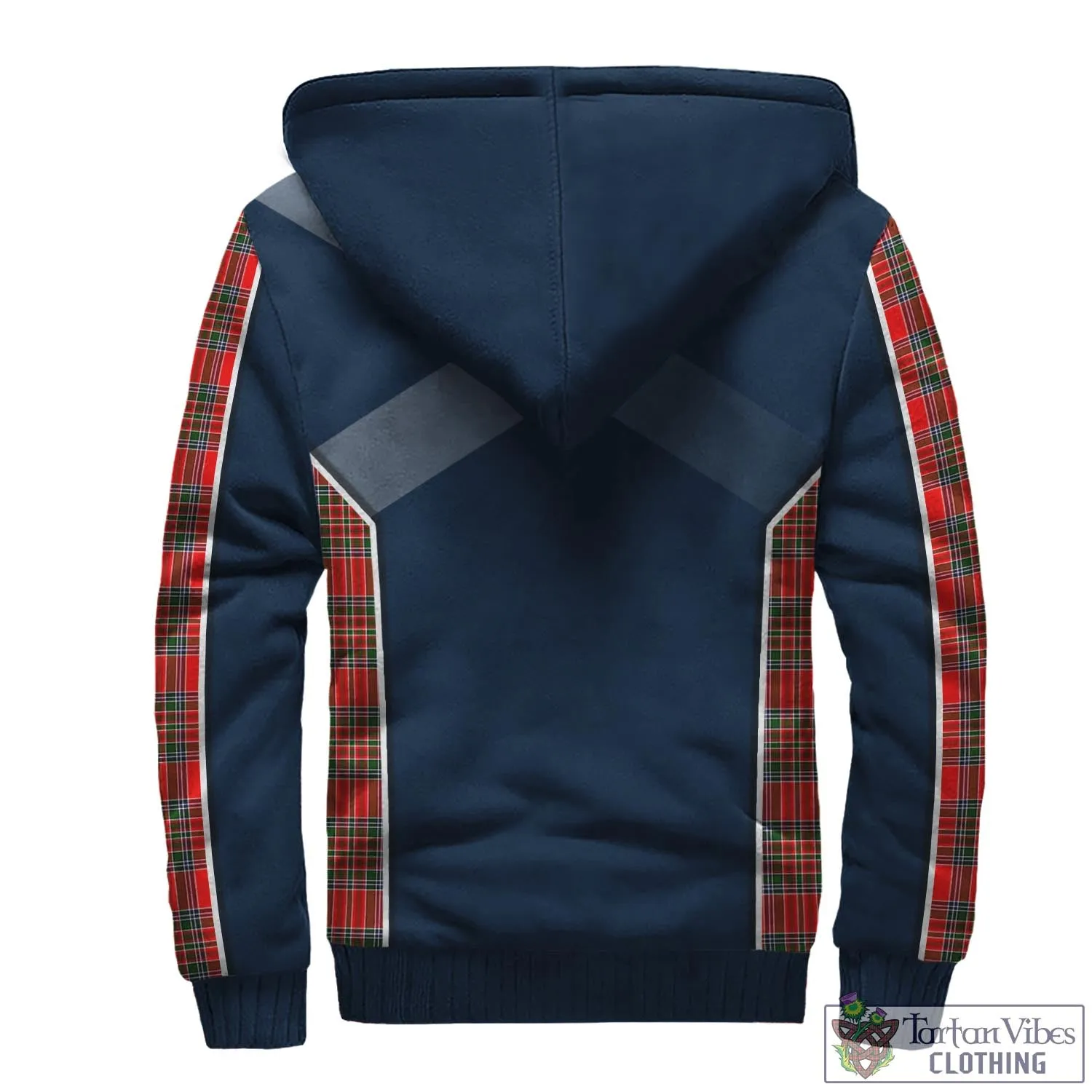 Binning Tartan Sherpa Hoodie with Family Crest and Lion Rampant Vibes Sport Style