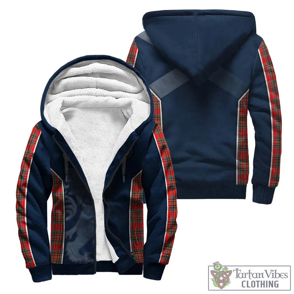 Binning Tartan Sherpa Hoodie with Family Crest and Lion Rampant Vibes Sport Style