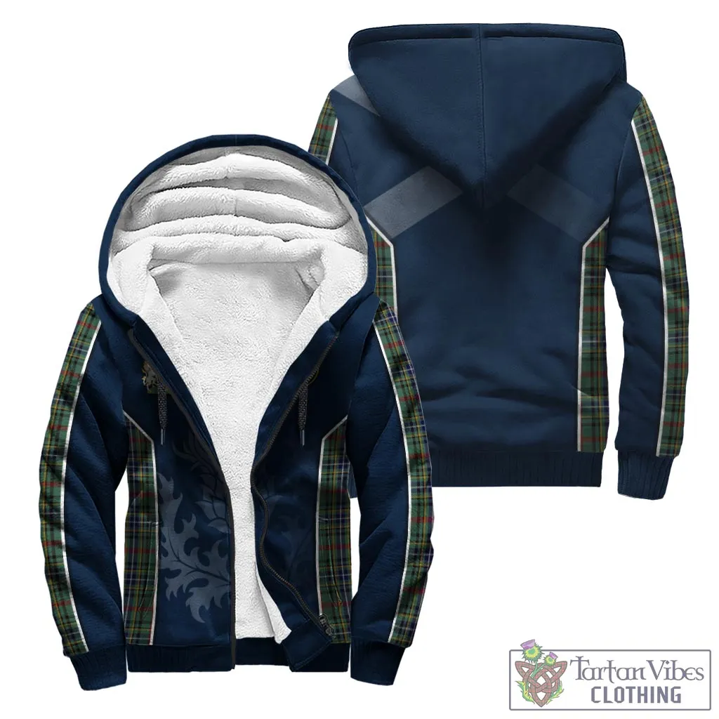 Bisset Tartan Sherpa Hoodie with Family Crest and Scottish Thistle Vibes Sport Style