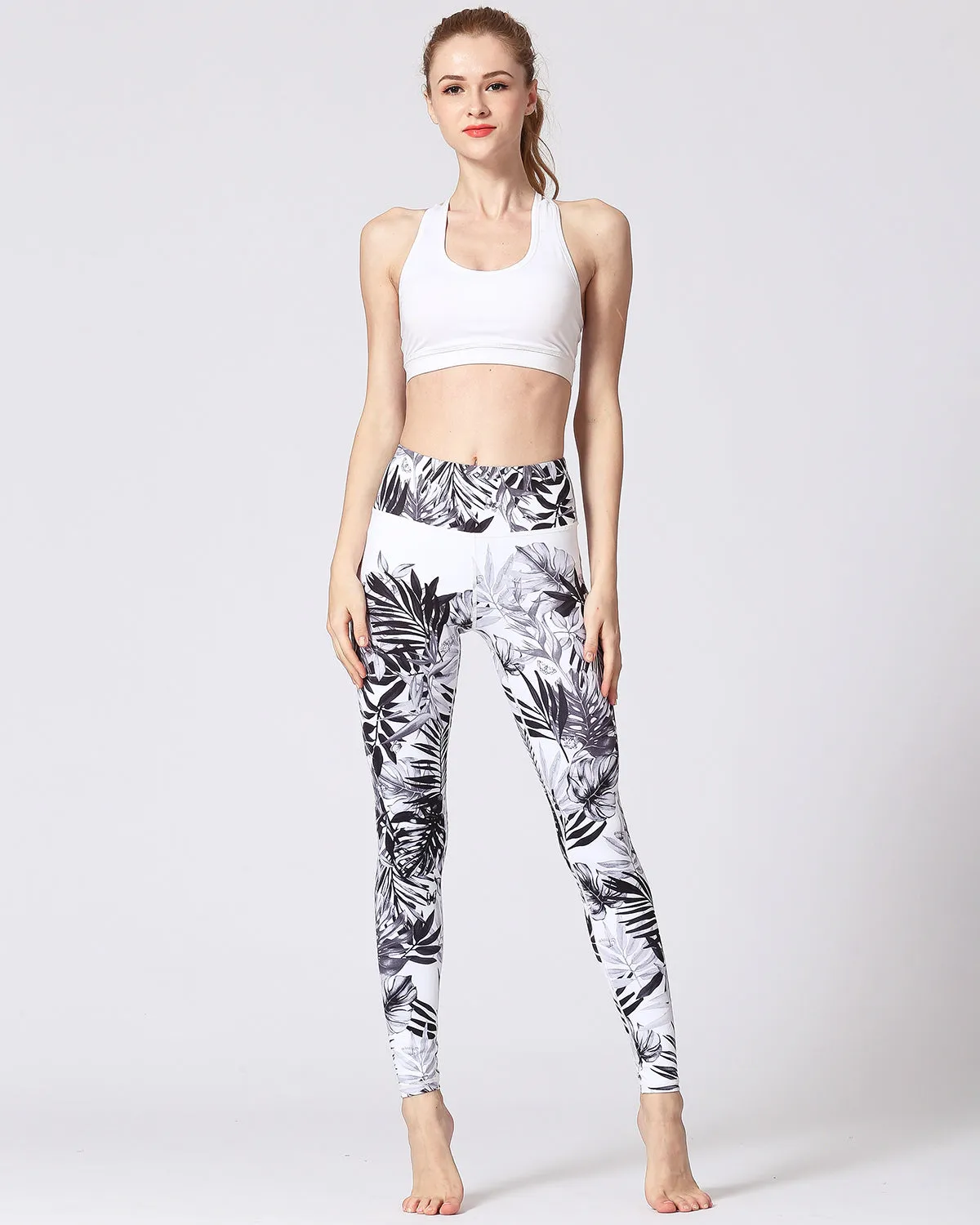 Black & White Tropical Leggings