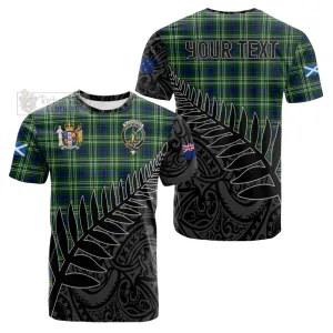 Blackadder Crest Tartan Cotton T-shirt with New Zealand Silver Fern Half Style